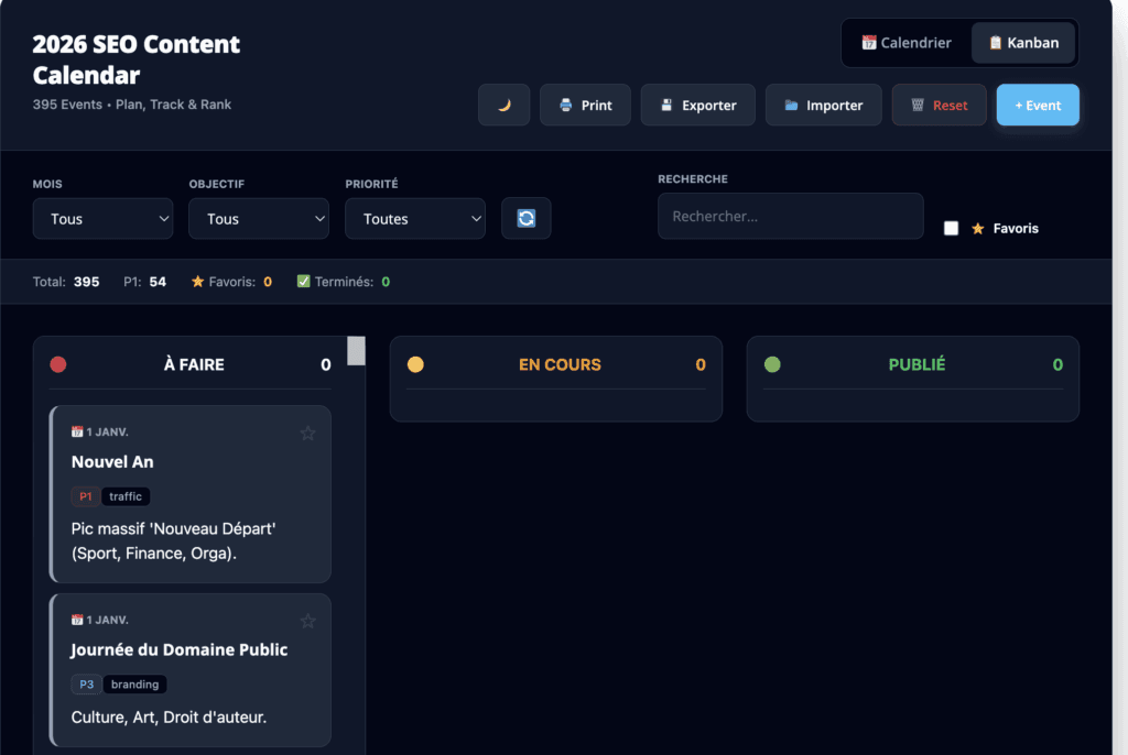 SEO Content Calendar 3